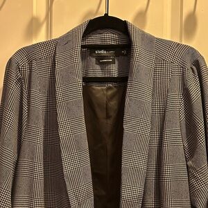 Studio Black and White Plaid Blazer
